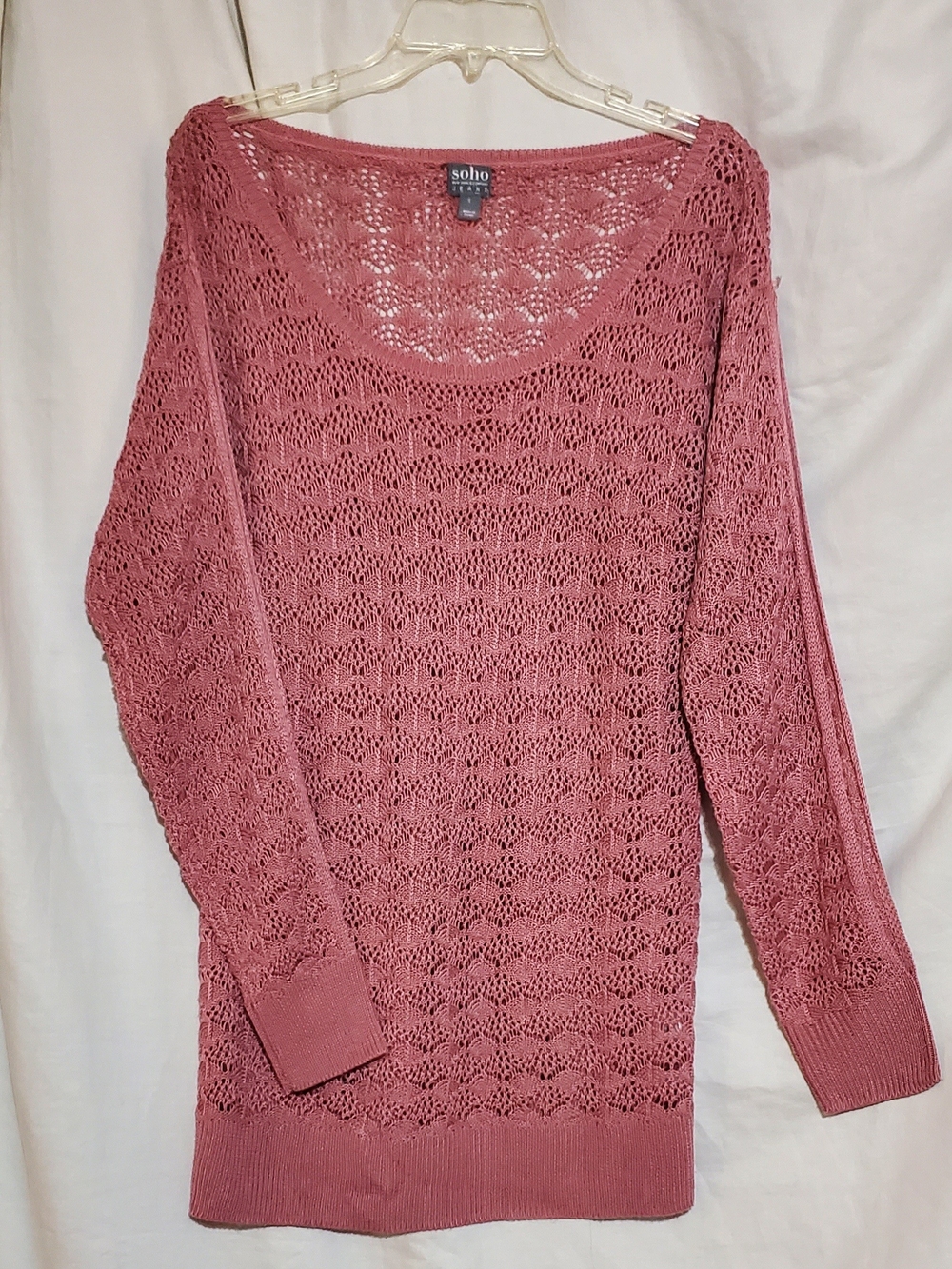 Soho Rose Openwork Scoop-Neck Knit Sweater